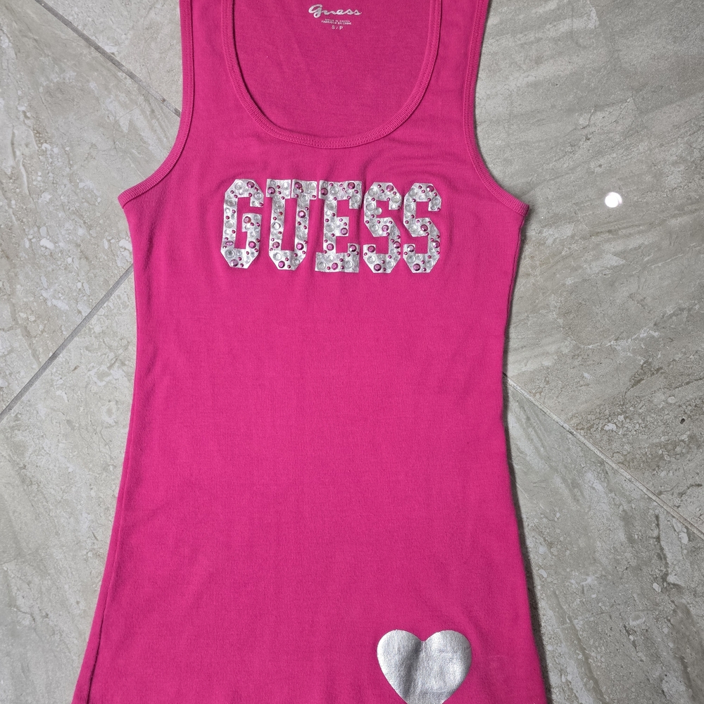 Guess Fuchsia Tank with Metallic Heart